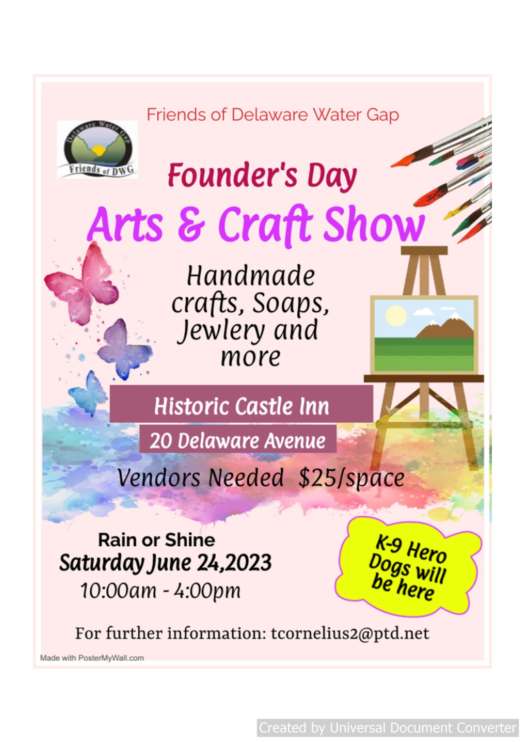 Founder's Day Arts & Craft Show Borough of Delaware Water Gap